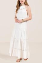 Francesca Inchess Mila Ladder Trim Maxi Dress - White