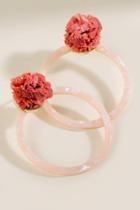 Francesca's Brittany Pom Marbled Resin Hoops - Coral