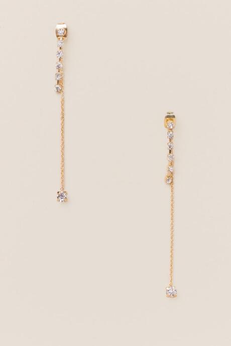 Francesca's Jordyn Cubic Zirconia Chain Drop Earring - Crystal