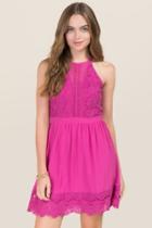Francesca's London Mesh Lace A-line Dress - Neon Pink