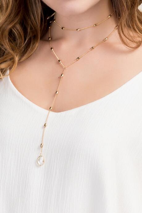 Francesca's Lela Y Necklace Pendant Choker - Gold