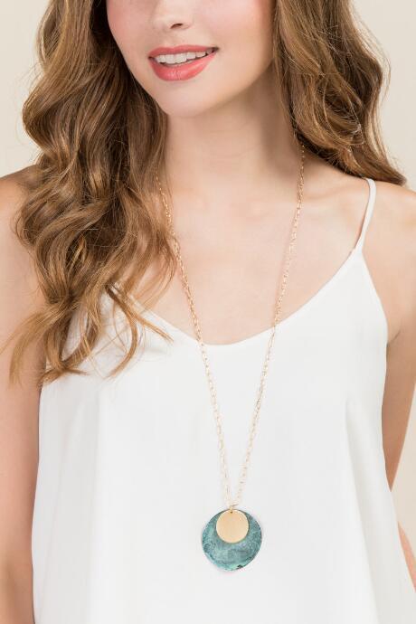 Francesca's Alina Patina Pendant Necklace - Turquoise