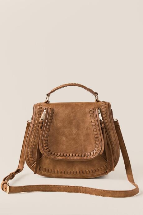 Francesca's Karinda Whipstitch Hobo Bag - Cognac