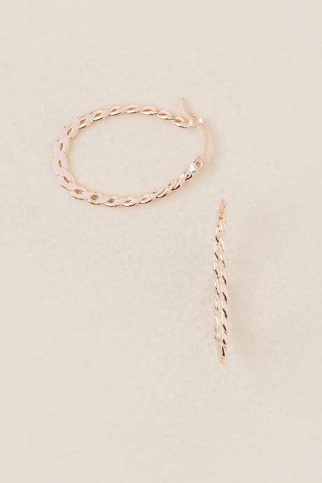 Francesca's Anais Rope Hoop Earring In Rose Gold - Rose/gold
