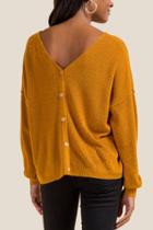 Francesca's Ellen Button Back Sweater - Mustard