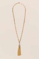 Francesca's Guinevere Crystal Tassel Necklace - Gold