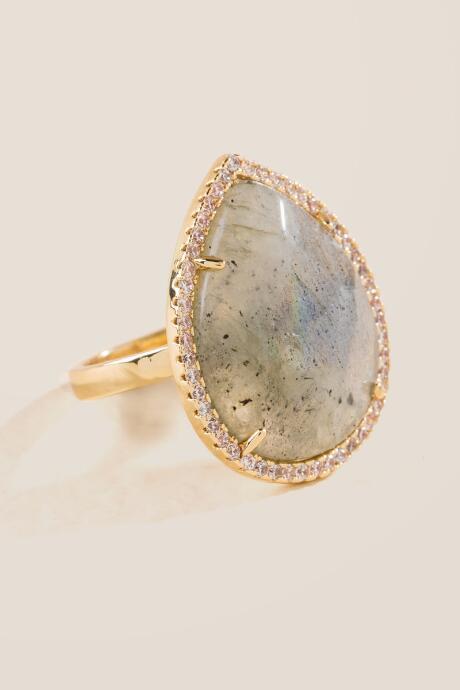 Francesca Inchess Penelope Labradorite Cocktail Ring - Gray
