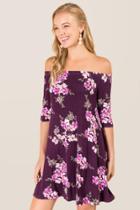 Francesca's Orly Floral Shift Dress - Purple