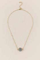 Francesca's Libby Druzy Pendant Necklace - Hematite