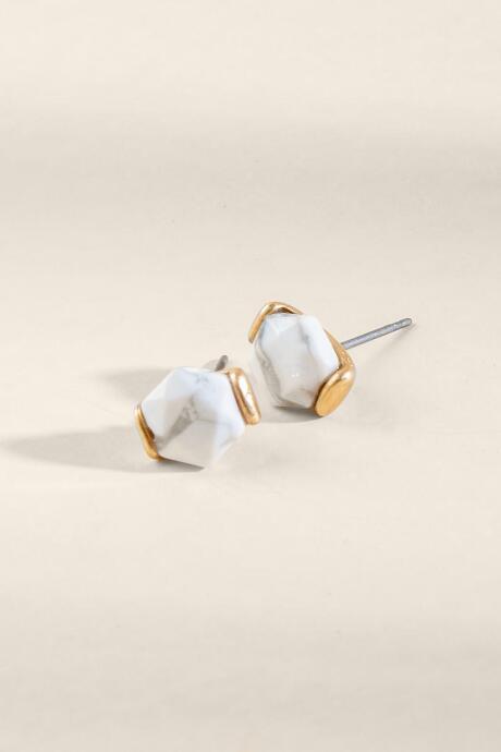 Francesca's Karen Howlite Stone Studs - White