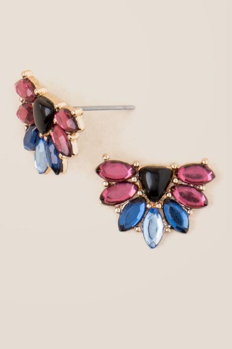 Francesca's Audrey Glass Fan Stud Earring - Multi