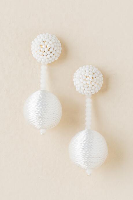 Francesca's Renelle Thread Ball Drop Earring In White - White