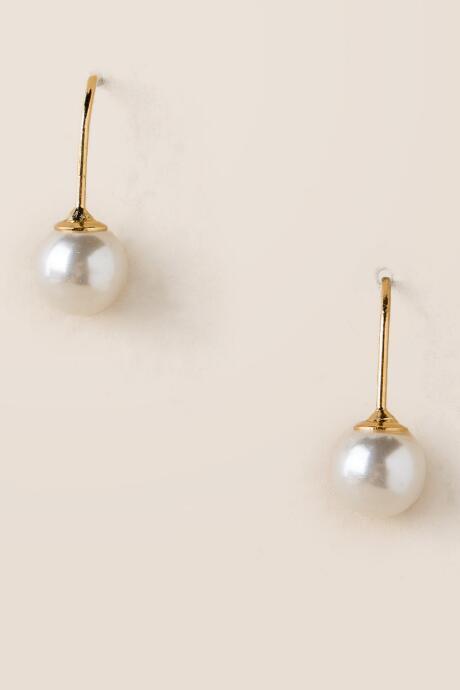 Francesca's Palmer Pearl Hook Drop Earring - Pearl