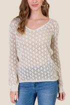 Francesca's Kaylie Pointelle Pullover Sweater - Sand