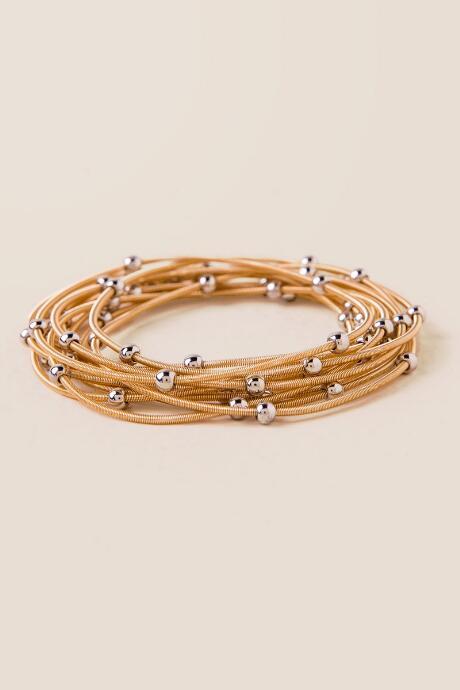 Francesca's Peyton Metal Spring Bracelet Set In Gold - Gold
