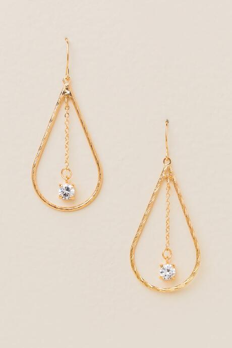 Francesca's Consuela Crystal Teardrop Earring - Gold