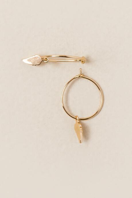 Francesca's Nadine Leaf Charm Hoop Earring - Gold