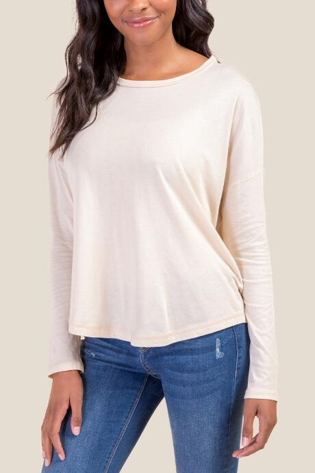 Francesca's Karter Waffle Scoop Basic Tee - Heather Oat