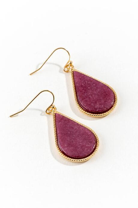 Francesca's Genevieve Teardrop Earrings - Burgundy