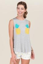 Alya Mirrored Pineapple Graphic Tee - Heather Gray