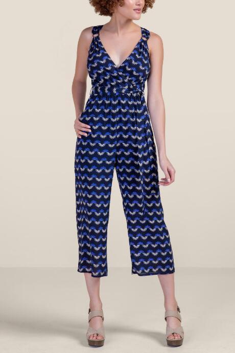 Dee Elle Penny Wrap Tort Button Jumpsuit - Blue