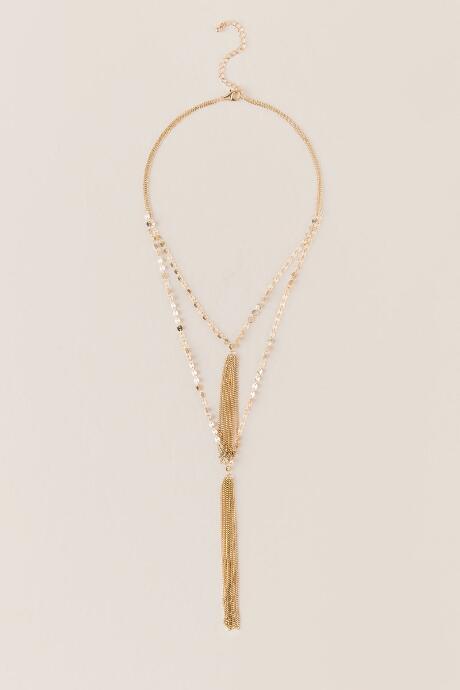 Francesca's Gianna Double Tassel Necklace - Gold