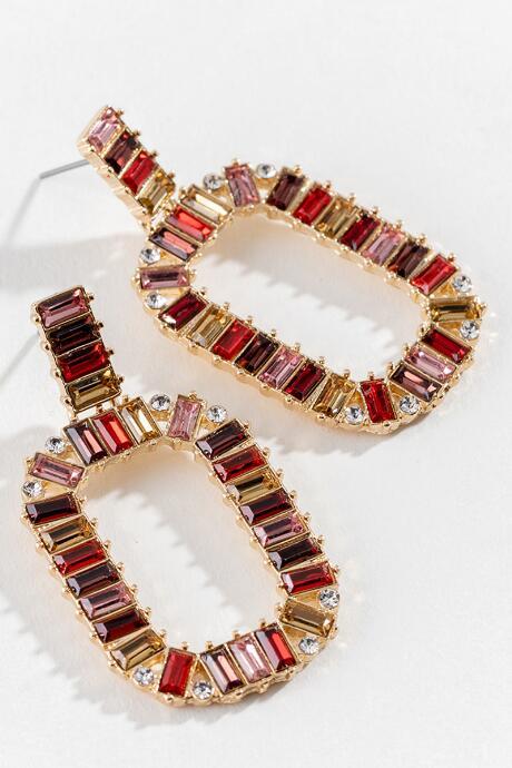 Francesca's Nayeli Hexagon Statement Earrings - Red