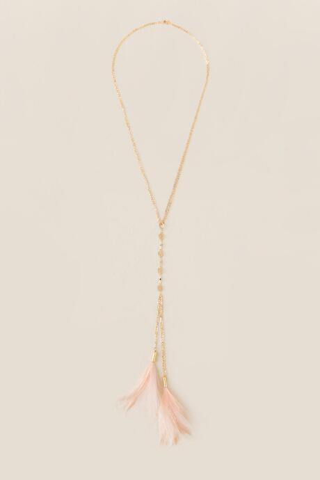 Francesca's Leah Delicate Feather Necklace - Blush
