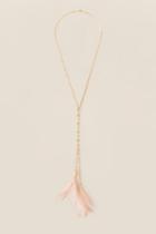Francesca's Leah Delicate Feather Necklace - Blush