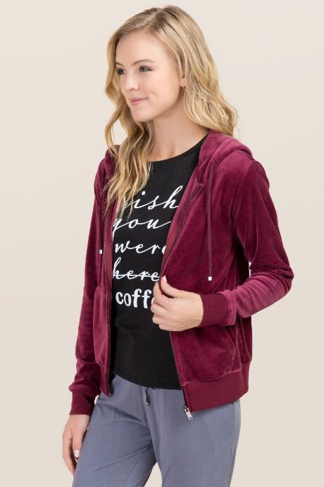 Mi Ami Sandra Velour Track Jacket - Wine