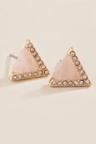 Francesca's Cadence Pave Triangle Studs In Pink - Pale Pink
