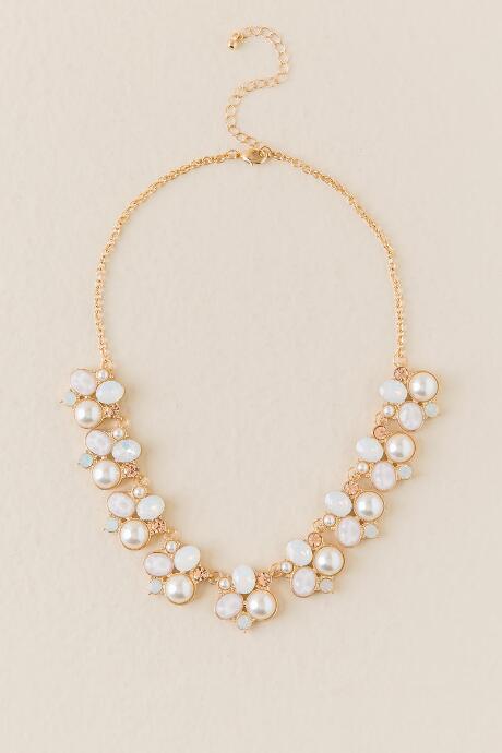 Francesca Inchess Lacey Pearl Statement Necklace - Crisp Champagne