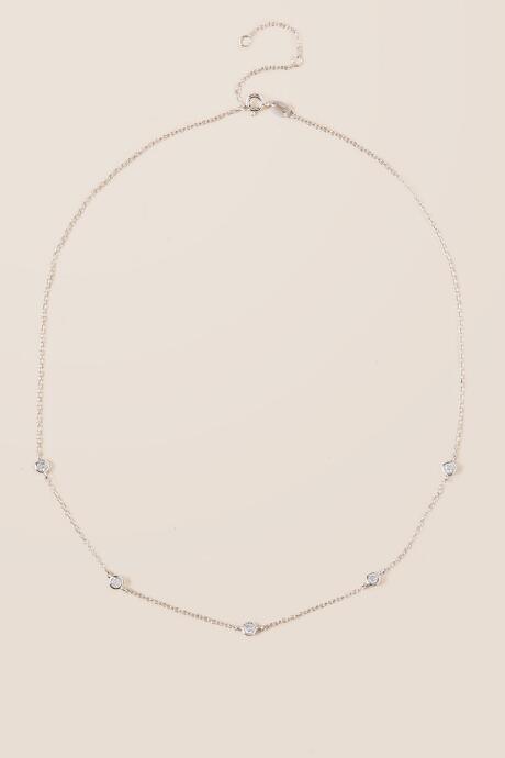 Francesca's Breena Crystal Station Necklace In Silver - Silver