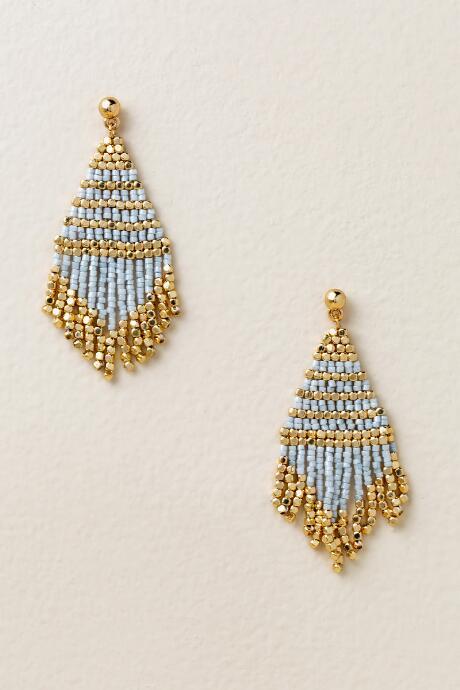 Francesca's Anson Beaded Fringe Earrings - Gray