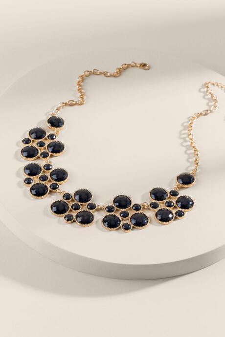 Francesca's Lilian Round Stone Statement Necklace - Black