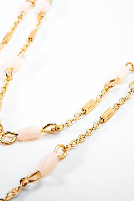 Francesca's Itzel Beaded Links Layered Necklace - White