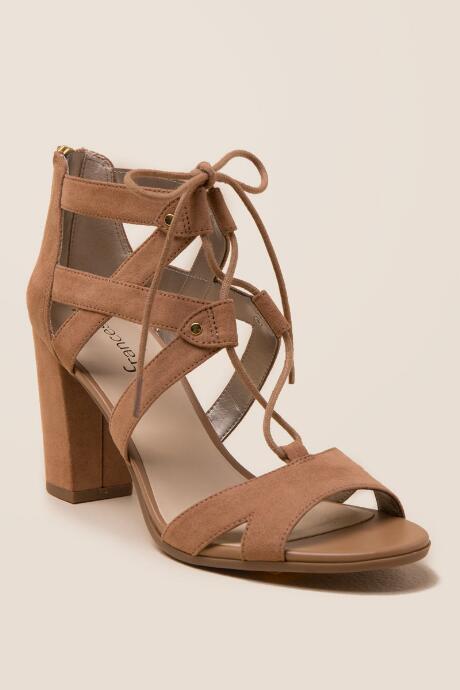 Francescas Eliza Lace Up Block Heel - Tan