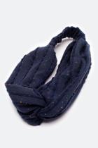 Francesca's Robi Speckled Ribbed Headwrap - Navy