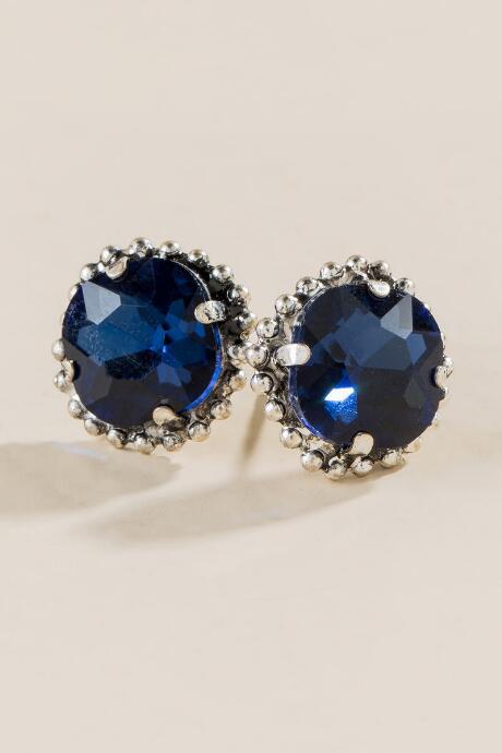 Francesca's Lyla Crystal Studs - Navy