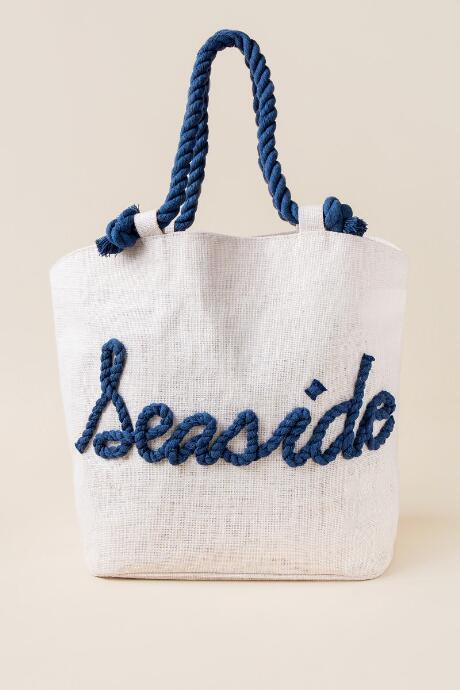 Francesca's Seaside Rope Beach Tote - White