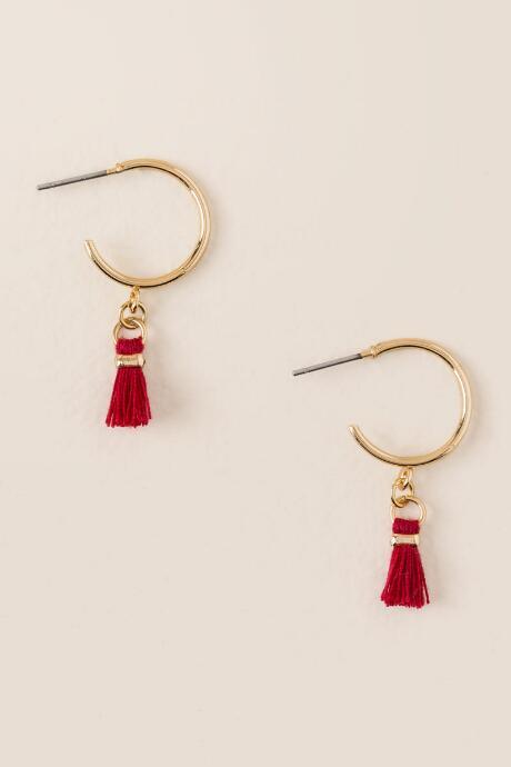 Francesca's Beverly Tiny Tassel Hoop Earring - Neon Coral