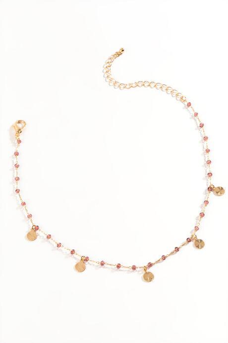 Francesca's Cynthia Glass Beaded Choker - Purple