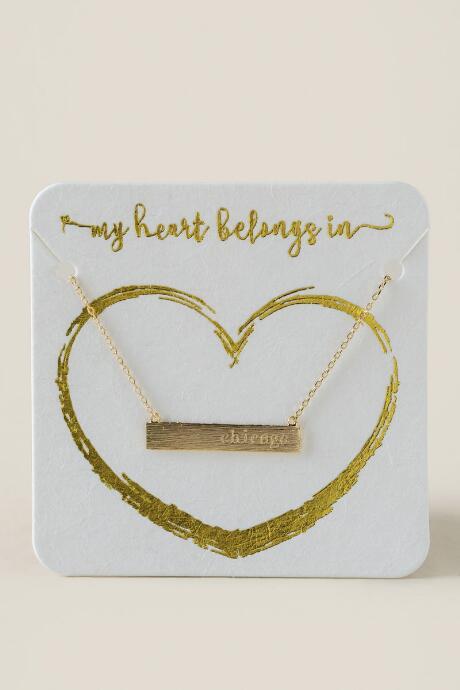 Francesca's Chicago Gold Bar Pendant - Gold