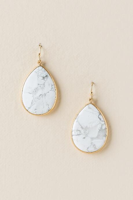 Francesca's Florence Howlite Teardrop Earring - White
