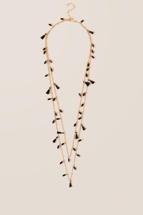 Francesca Inchess Luisa Mini Tassel Strand Necklace - Black