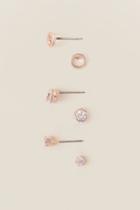 Francesca's Savannah Cubic Zirconia Stud Earring Set In Rose Gold - Crystal