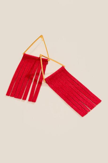 Francesca's Katya Red Suede Fringe Earrings - Red