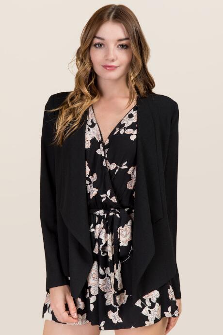 Francesca's Felicity Soft Drape Blazer - Black