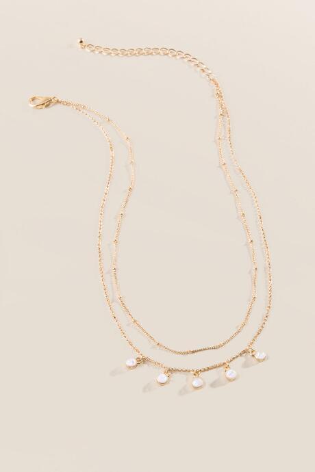 Francesca's Leslie Layered Opal Drop Necklace - Iridescent
