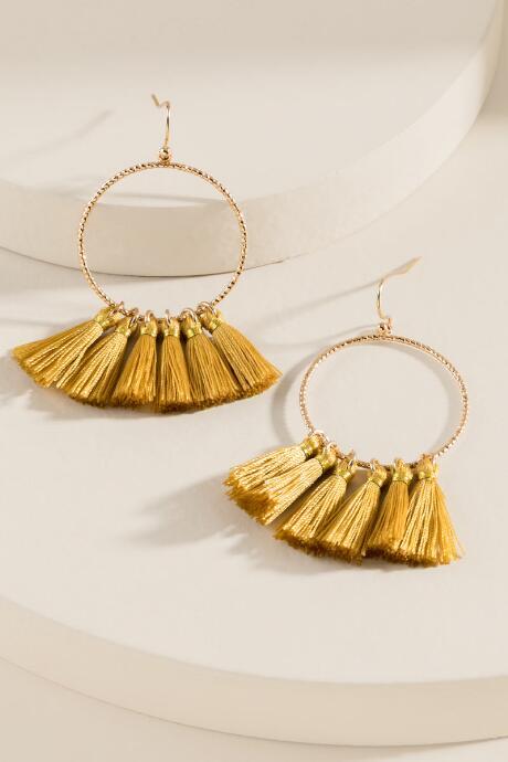 Francesca's Jillian Mini Tassel Earrings - Mustard